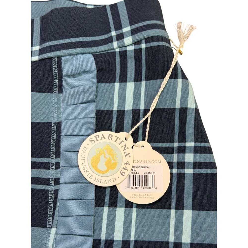 Spartina 449 Clara Plaid Jersey Wrap Skort XL Bluestone NWT - Picture 5 of 9